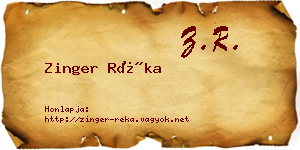 Zinger Réka névjegykártya
